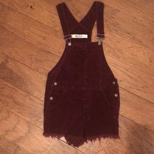 Brandy Melville red corduroy overalls